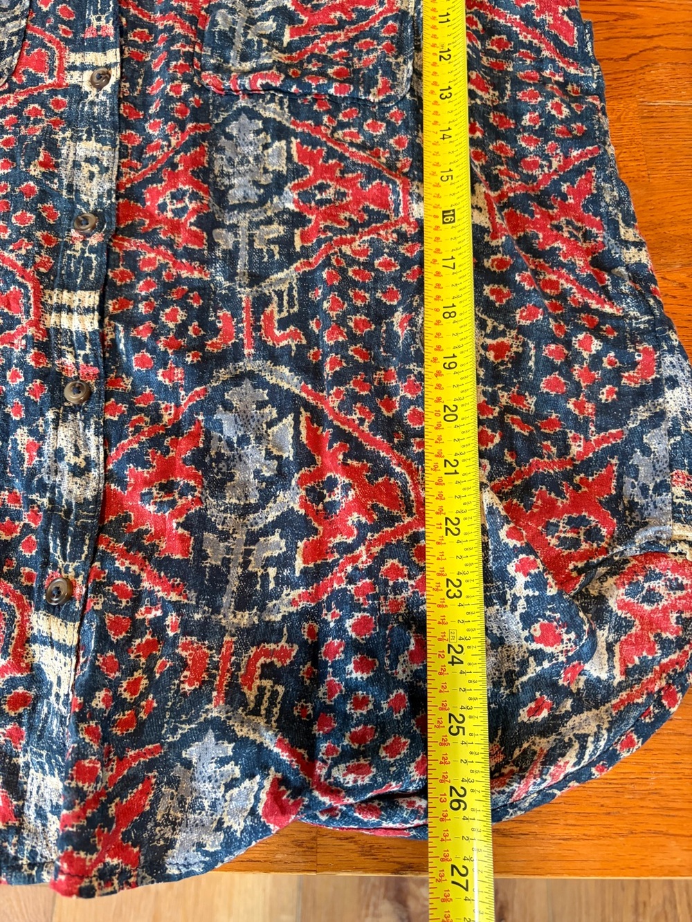 Pilcro Rust & Navy Patterned Button-Down Shirt - Picture 6 of 7